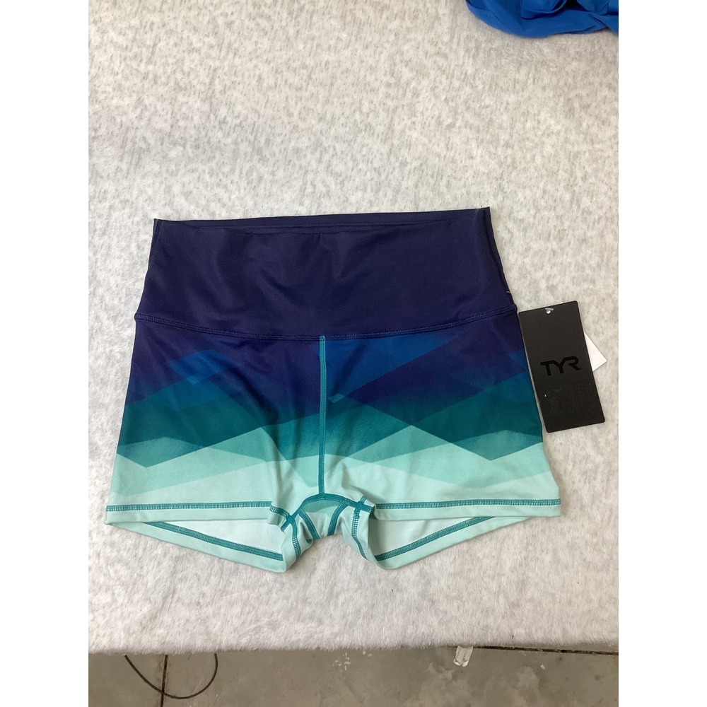 TYR Forge High Rise Shorts 2 Inch Inseam Blue Multi Geometric XL FTHRS0SA